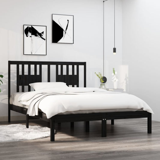 vidaXL Bed Frame Black Solid Wood Pine 120x200 cm