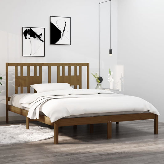 vidaXL Bed Frame Honey Brown Solid Wood Pine 140x200 cm