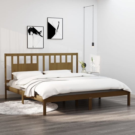 vidaXL Bed Frame Honey Brown Solid Wood 180x200 cm Super King Size