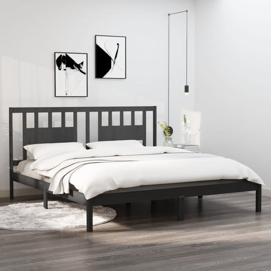 vidaXL Bed Frame Grey Solid Wood Pine 200x200 cm