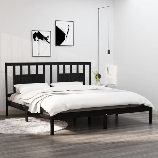vidaXL Bed Frame Black Solid Wood Pine 200x200 cm