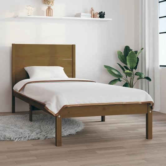 vidaXL Bed Frame Honey Brown Solid Wood 75x190cm Small Single