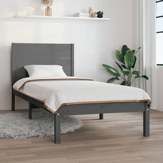 vidaXL Bed Frame Grey Solid Wood Pine 90x200 cm