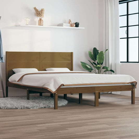 vidaXL Bed Frame Honey Brown Solid Wood 150x200 cm King Size