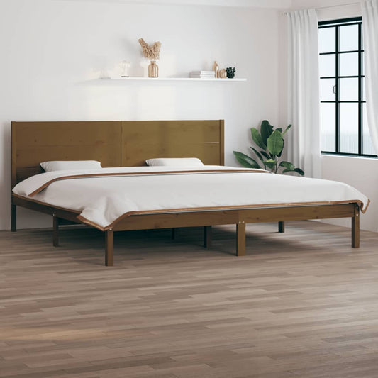 vidaXL Bed Frame Honey Brown Solid Wood 180x200 cm Super King Size