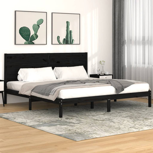 vidaXL Bed Frame Black Solid Wood Pine 200x200 cm