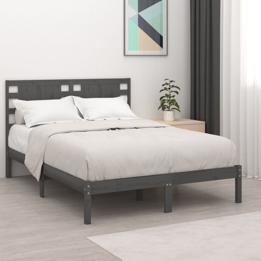 vidaXL Bed Frame Grey Solid Wood 120x190 cm Small Double