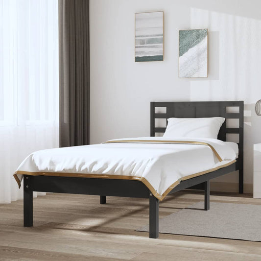 vidaXL Bed Frame Grey Solid Wood Pine 100x200 cm