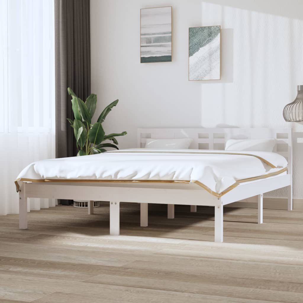 vidaXL Bed Frame White Solid Wood Pine 140x200 cm