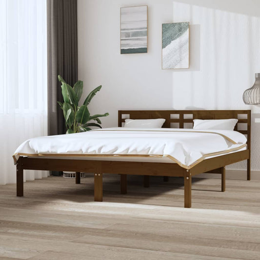 vidaXL Bed Frame Honey Brown Solid Wood Pine 140x200 cm