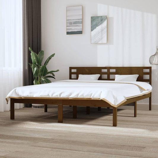 vidaXL Bed Frame Honey Brown Solid Wood Pine 160x200 cm
