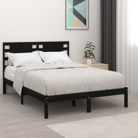 vidaXL Bed Frame Black Solid Wood 180x200 cm Super King Size