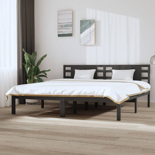 vidaXL Bed Frame Grey Solid Wood Pine 200x200 cm