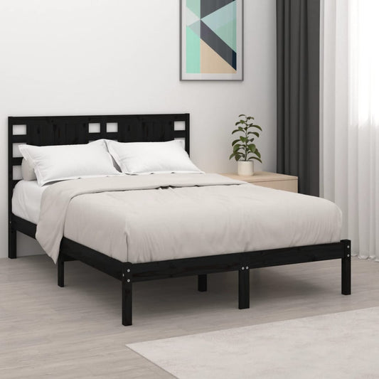vidaXL Bed Frame Black Solid Wood Pine 200x200 cm