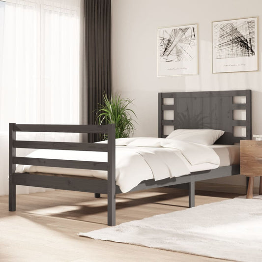 vidaXL Bed Frame Grey Solid Wood Pine 100x200 cm