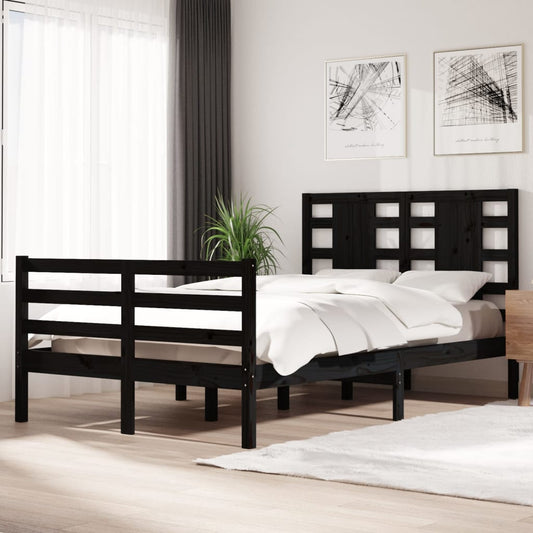 vidaXL Bed Frame Black Solid Wood Pine 120x200 cm