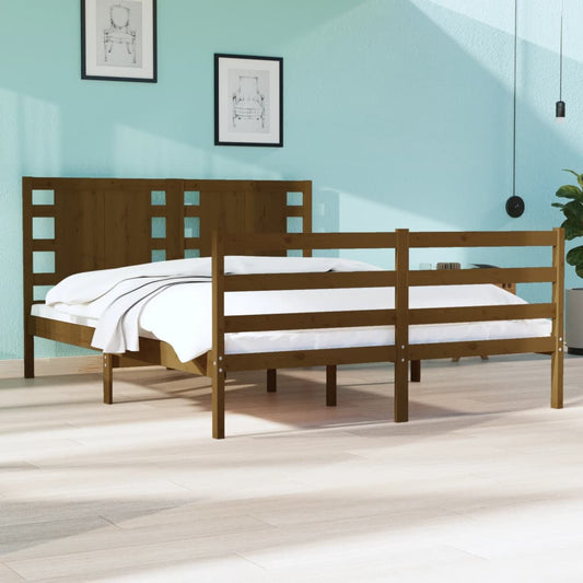 vidaXL Bed Frame Honey Brown Solid Wood Pine 140x200 cm