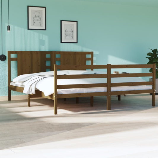 vidaXL Bed Frame Honey Brown Solid Wood Pine 180x200 cm Super King Size