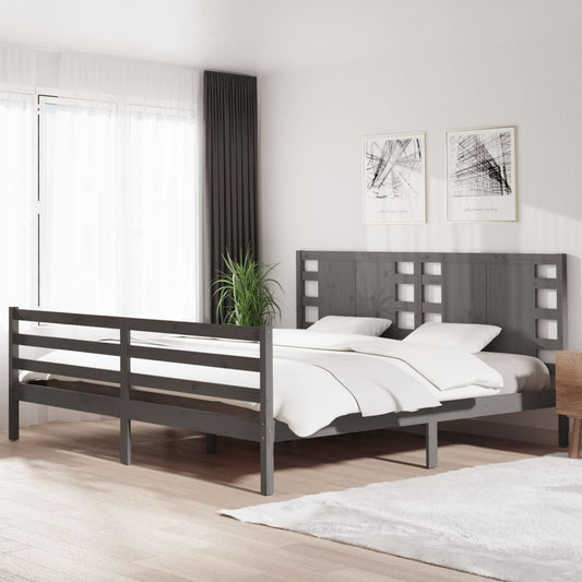 vidaXL Bed Frame Grey Solid Wood Pine 200x200 cm