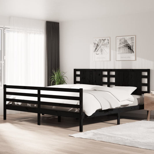 vidaXL Bed Frame Black Solid Wood Pine 200x200 cm