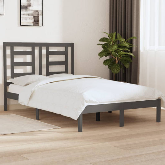 vidaXL Bed Frame Grey Solid Wood 120x190 cm Small Double