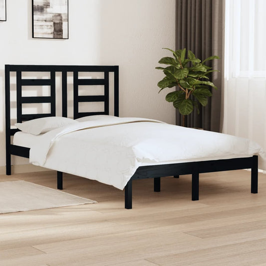 vidaXL Bed Frame Black Solid Wood Pine 120x200 cm