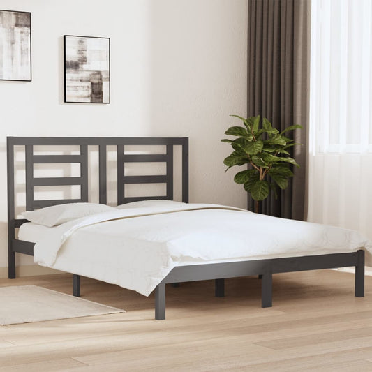 vidaXL Bed Frame Grey Solid Wood Pine 160x200 cm