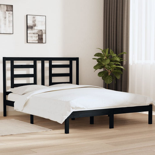 vidaXL Bed Frame Black Solid Wood Pine 160x200 cm