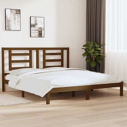 vidaXL Bed Frame Honey Brown Solid Wood 180x200 cm Super King Size
