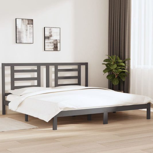 vidaXL Bed Frame Grey Solid Wood Pine 200x200 cm
