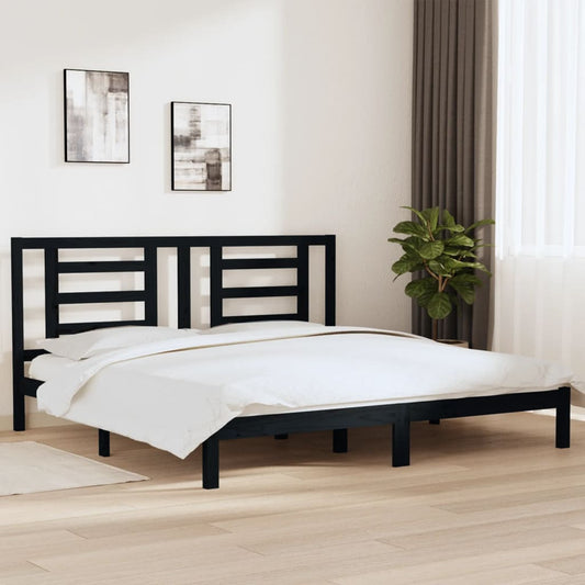 vidaXL Bed Frame Black Solid Wood Pine 200x200 cm