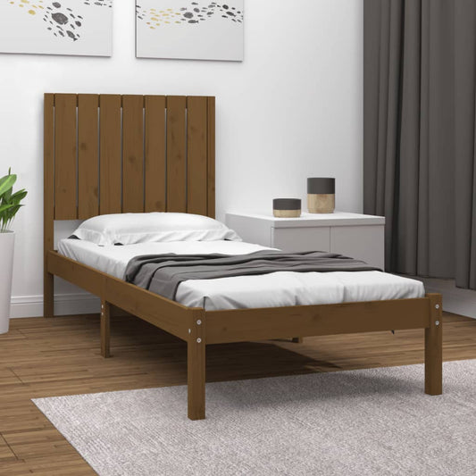 vidaXL Bed Frame Honey Brown Solid Wood 75x190cm Small Single