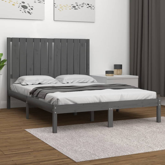 vidaXL Bed Frame Grey Solid Wood 120x190 cm Small Double