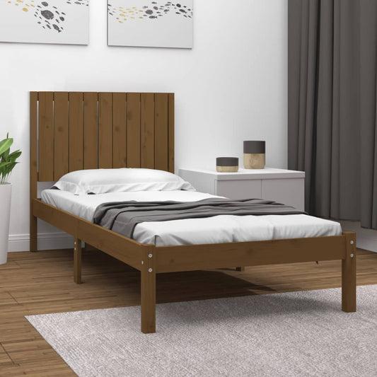 vidaXL Bed Frame Honey Brown Solid Wood Pine 90x200 cm