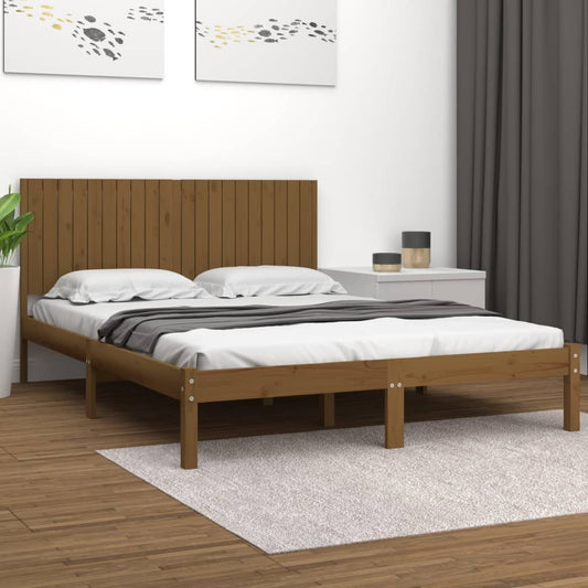 vidaXL Bed Frame Honey Brown Solid Wood Pine 200x200 cm