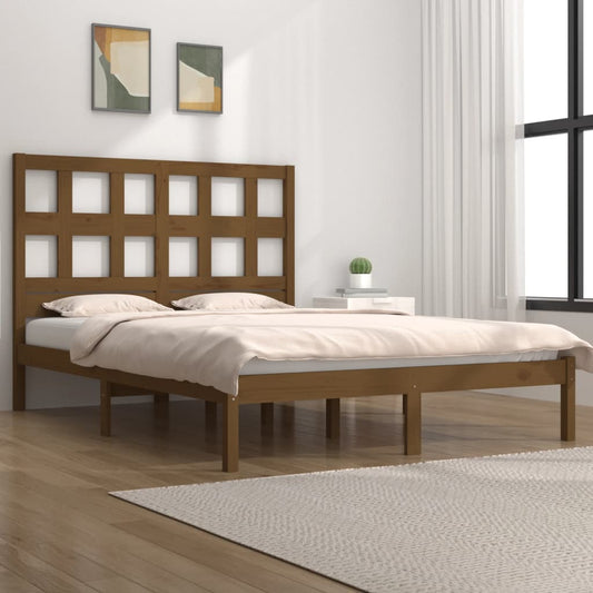 vidaXL Bed Frame Honey Brown Solid Wood 120x190 cm Small Double