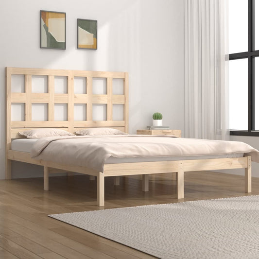 vidaXL Bed Frame Solid Wood Pine 135x190 cm Double