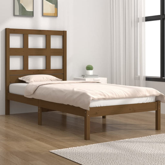 vidaXL Bed Frame Honey Brown Solid Wood Pine 90x200 cm