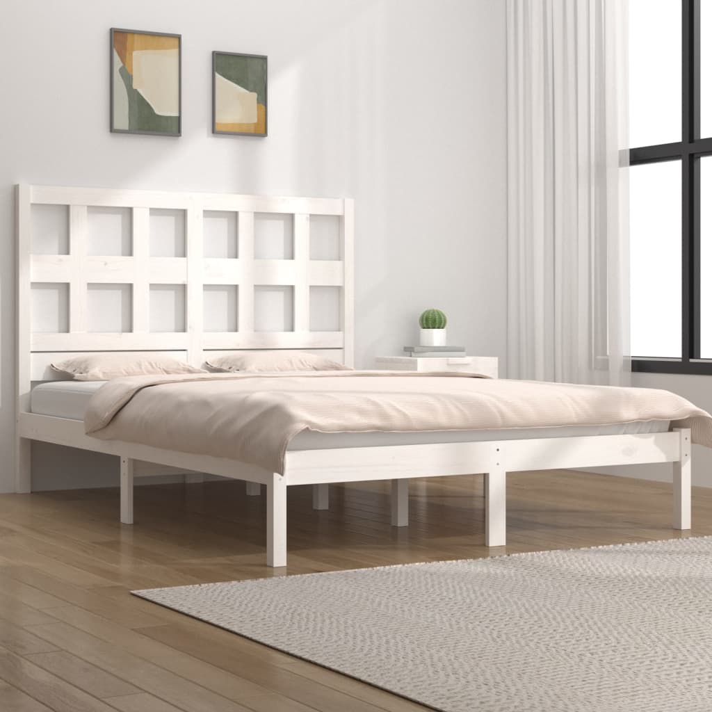vidaXL Bed Frame White Solid Wood Pine 120x200 cm