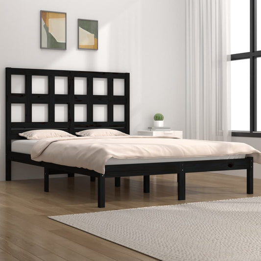 vidaXL Bed Frame Black Solid Wood 180x200 cm Super King Size