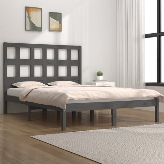 vidaXL Bed Frame Grey Solid Wood Pine 200x200 cm