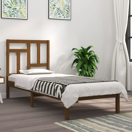 vidaXL Bed Frame Honey Brown Solid Wood 75x190 cm Small Single