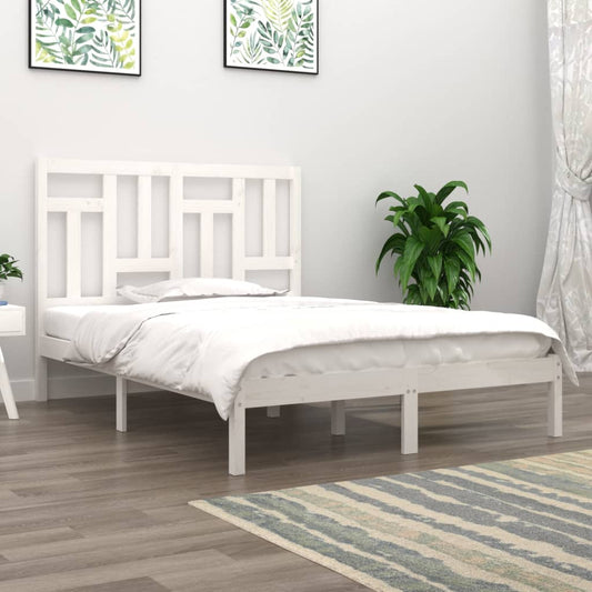 vidaXL Bed Frame White Solid Wood 120x190 cm Small Double