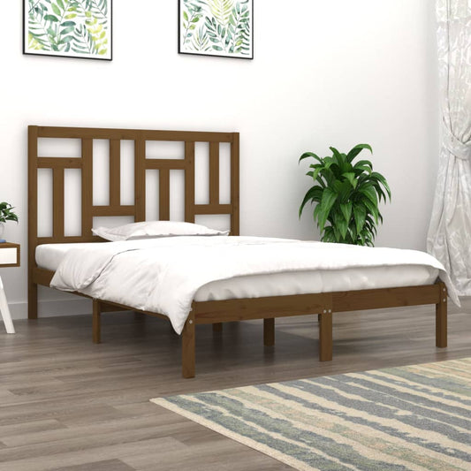 vidaXL Bed Frame Honey Brown Solid Wood 120x190 cm Small Double