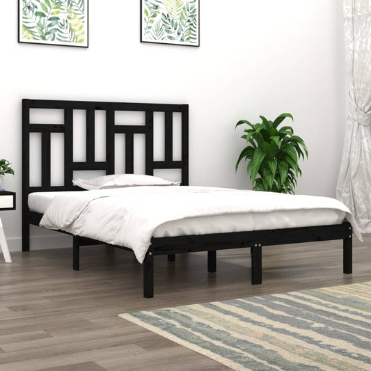 vidaXL Bed Frame Black Solid Wood Pine 140x190 cm