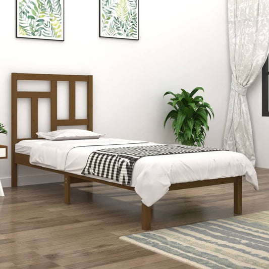 vidaXL Bed Frame Honey Brown Solid Wood Pine 90x200 cm