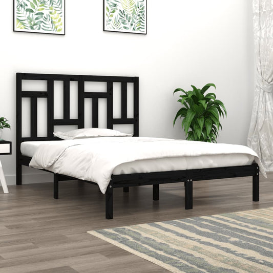 vidaXL Bed Frame Black Solid Wood Pine 120x200 cm