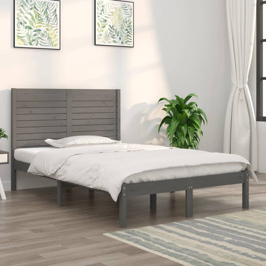 vidaXL Bed Frame Grey Solid Wood 120x190 cm Small Double