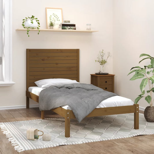 vidaXL Bed Frame Honey Brown Solid Wood 90x200 cm