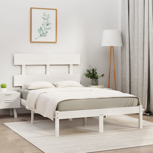 vidaXL Bed Frame White Solid Wood 135x190 cm Double
